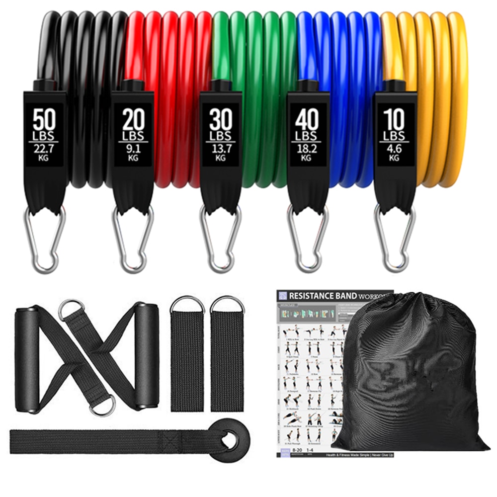 150lb Resistance Band Set with Increments of 10lb (11 pcs) 1