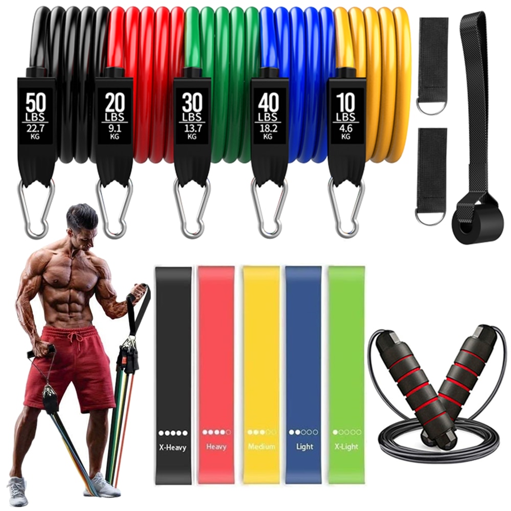 150lb Resistance Band Set with Increments of 10lb (17 pcs) 1